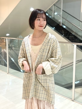 「アイテム（テーラードジャケット、ブルー系）」を使った、なんぼ みなみさん（レディース・165cm）の春コーディネート
