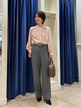 「オフィススタイル」｜「アイテム（パンツ）」を使った、suzukumaさん（レディース・155cm）の冬コーディネート