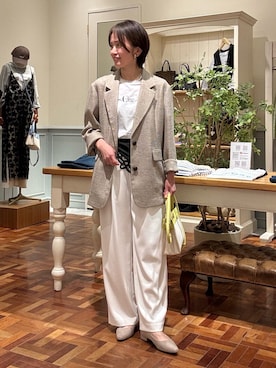 「NOLLEY’S（ノーリーズ）のアイテム（ジャケット/アウター）」を使った、suzukumaさん（レディース・155cm）の春コーディネート