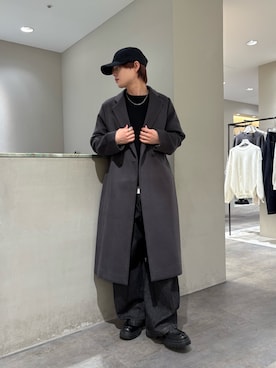 「アイテム（チェスターコート）」を使った、樋渡樹季さん（メンズ・172cm）の冬コーディネート