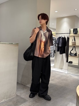 「アイテム（カーゴパンツ）」を使った、樋渡樹季さん（メンズ・172cm）の夏コーディネート