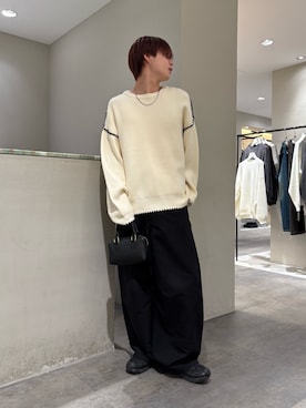 「アイテム（スラックス）」を使った、樋渡樹季さん（メンズ・172cm）の秋コーディネート