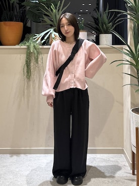 「LOWRYS FARM（ローリーズファーム）のベルトツキクロッグ  636375（サンダル、ブラック系）」を使った、　友合亜さん（レディース・156cm）の春コーディネート