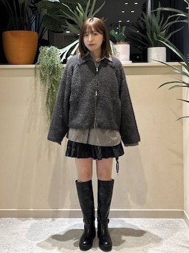 「LOWRYS FARM（ローリーズファーム）のビックボウタイチェックシャツ  573050（シャツ/ブラウス）」を使った、　友合亜さん（レディース・156cm）の秋コーディネート