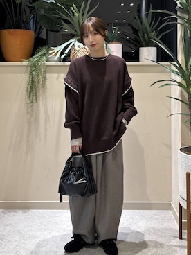 「アイテム（モカシン/デッキシューズ）」を使った、　友合亜さん（レディース・156cm・20代）の冬コーディネート