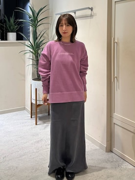 「アイテム（スウェット、パープル系）」を使った、　友合亜さん（レディース・156cm）の秋コーディネート