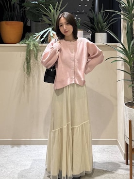 「LOWRYS FARM（ローリーズファーム）のチェーンハンドルＢＡＧ 607917（ショルダーバッグ、ブラック系）」を使った、　友合亜さん（レディース・156cm）の春コーディネート