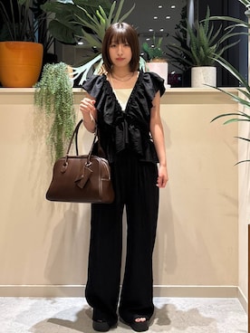 「アイテム（サロペット/オーバーオール）」を使った、　友合亜さん（レディース・156cm・20代）の夏コーディネート