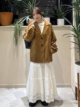 「LOWRYS FARM（ローリーズファーム）のＵＳＥＦＵＬシアープルオーバー　580950（Tシャツ/カットソー、ホワイト系）」を使った、　友合亜さん（レディース・156cm）の春コーディネート