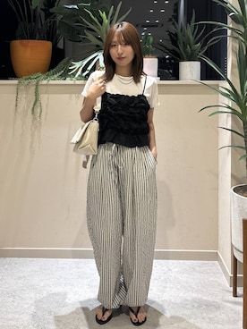 「LOWRYS FARM（ローリーズファーム）のアイテム（ベスト）」を使った、　友合亜さん（レディース・156cm）の夏コーディネート