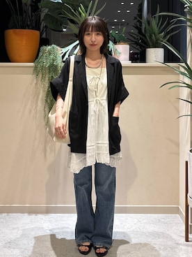 「アイテム（テーラードジャケット）」を使った、　友合亜さん（レディース・156cm・20代）の夏コーディネート