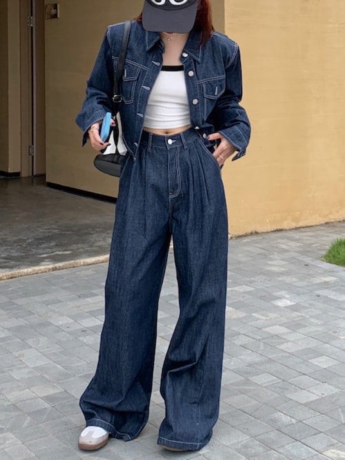 セール】【再入荷】＼これだけでコーデが決まる♪／デニムセットアップ