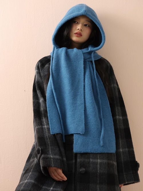 セール】【5色展開】＼頭まですっぽり／フード型 ニットマフラー