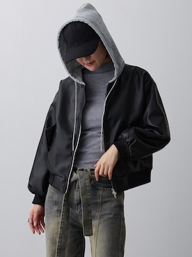 「アイテム（ライダースジャケット）」を使った、additionstoreさん（レディース・163cm）の秋コーディネート
