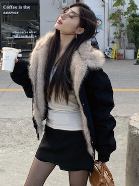 「アイテム（ブルゾン）」を使った、additionstoreさん（レディース・163cm）の秋コーディネート