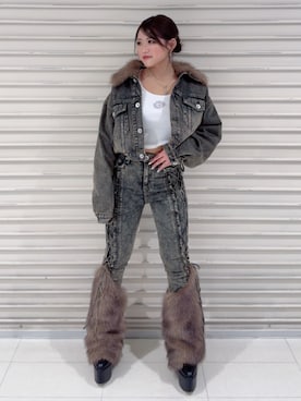 「アイテム（デニムジャケット）」を使った、aikaさん（レディース・150cm）の秋コーディネート