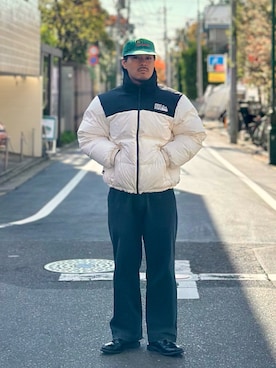 「アイテム（ダウンジャケット/コート）」を使った、firstdownkichijojiさん（メンズ・171cm）の秋コーディネート