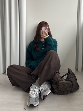 「アイテム（ボストンバッグ）」を使った、CHIHAさん（レディース・170cm）の秋コーディネート