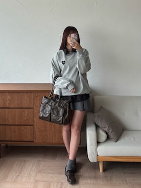 「アイテム（ボストンバッグ）」を使った、CHIHAさん（レディース・170cm）の秋コーディネート