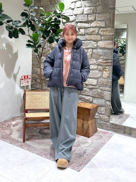 「BAYFLOW」｜「アイテム（ダウンジャケット/コート）」を使った、ゆりさん（レディース・159cm）の冬コーディネート