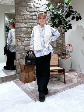 「HEREIAM（ヘレイアム）のアイテム」を使った、ゆりさん（レディース・159cm）の冬コーディネート