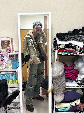 「アイテム（ミリタリージャケット）」を使った、ゆずれもんサイダー☆さん（メンズ・175cm）の秋コーディネート