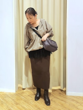 「Lee（リー）のアイテム（バッグ）」を使った、world.kumaさん（レディース・154cm）の秋コーディネート