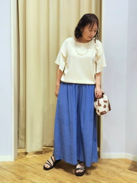 「SHOO・LA・RUE（シューラルー）のキラキラチューブサンダル（サンダル、ブラック系）」を使った、world.kumaさん（レディース・154cm）の夏コーディネート
