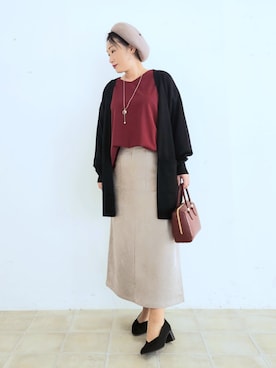 「アイテム（ハンチング/ベレー帽）」を使った、word.kumaさん（レディース・154cm）の秋コーディネート