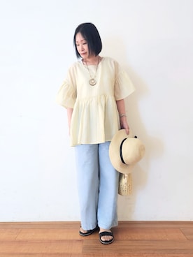 「ぺプラムトップス」｜「アイテム（アクセサリー）」を使った、word.kumaさん（レディース・154cm）の春コーディネート