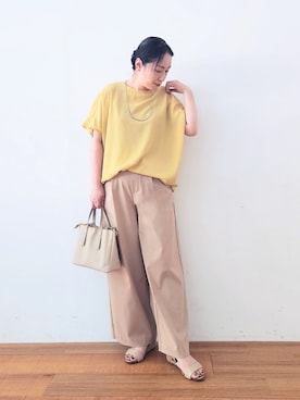 「アイテム（サンダル、ゴールド系）」を使った、word.kumaさん（レディース・154cm）の夏コーディネート