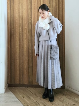 「アイテム（ストール/ショール）」を使った、word.kumaさん（レディース・154cm）の秋コーディネート