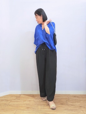 「DRESKIP（ドレスキップ）のアイテム（パンツ）」を使った、word.kumaさん（骨格ウェーブ・レディース・154cm）の夏コーディネート
