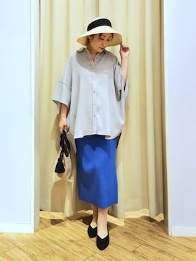 「SHOO・LA・RUE（シューラルー）のニットヒールパンプス（パンプス、ブラック系）」を使った、world.kumaさん（レディース・154cm）の春コーディネート