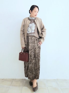 「ナロースカート」｜word.kumaさん（レディース・154cm）の秋コーディネート