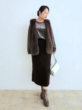 「SHOO・LA・RUE（シューラルー）の【軽量】ふわっと軽いフラップショルダーバッグ（ショルダーバッグ）」を使った、word.kumaさん（レディース・154cm）の秋コーディネート