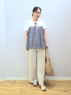 「アイテム（サングラス、ベージュ系）」を使った、word.kumaさん（レディース・154cm）の夏コーディネート