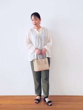 「アイテム（トートバッグ）」を使った、word.kumaさん（レディース・154cm）の夏コーディネート