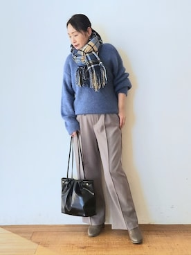 「DRESKIP（ドレスキップ）の【S-LL/ゆったり】ふわふわシャギー 大人レディなニット（ニット/セーター）」を使った、word.kumaさん（レディース・154cm）の秋コーディネート