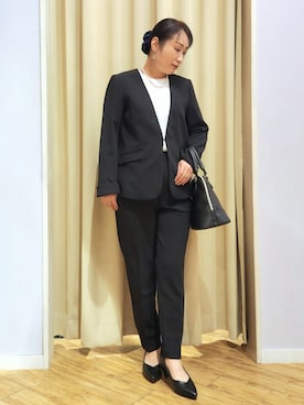 「アイテム（ノーカラージャケット）」を使った、word.kumaさん（レディース・154cm）の冬コーディネート