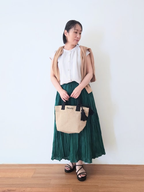 セール】ナチュラルなシワ加工が大人見え エアリーロングスカート