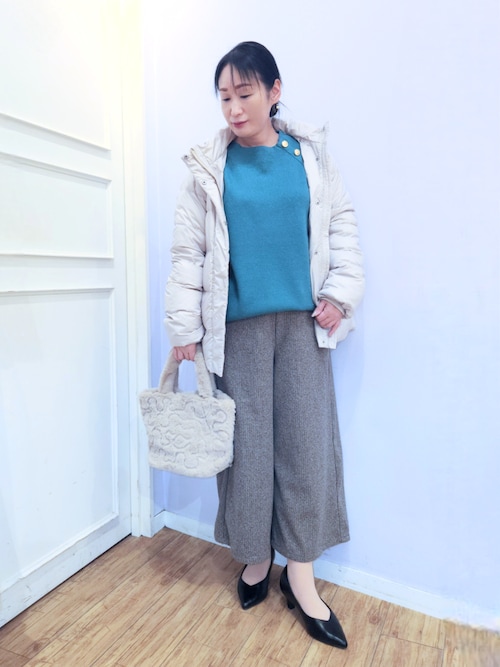 セール】【S-LL/洗える】きらっとラメが華やか 肩金ボタンニット