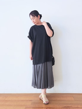 「アイテム（サンダル、ゴールド系）」を使った、word.kumaさん（レディース・154cm）の夏コーディネート