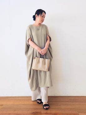 「アイテム（ワンピース/ドレス、グリーン系）」を使った、word.kumaさん（レディース・154cm）の夏コーディネート