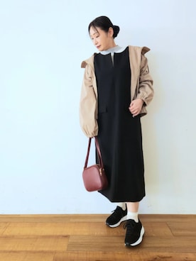 「アイテム（ワンピース/ドレス）」を使った、word.kumaさん（レディース・154cm）の秋コーディネート