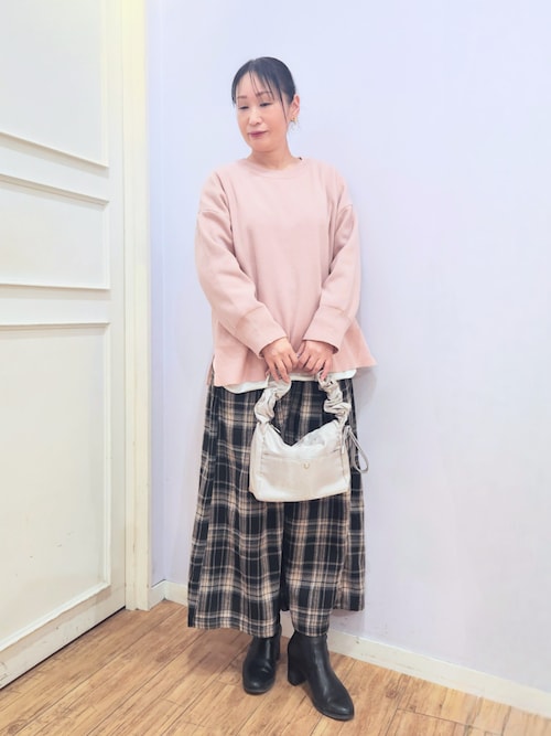 セール】大人が着たい 微起毛 チェック柄ガウチョパンツ（その他パンツ