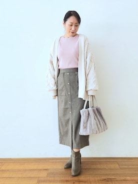 「ナロースカート」｜word.kumaさん（レディース・154cm）の秋コーディネート