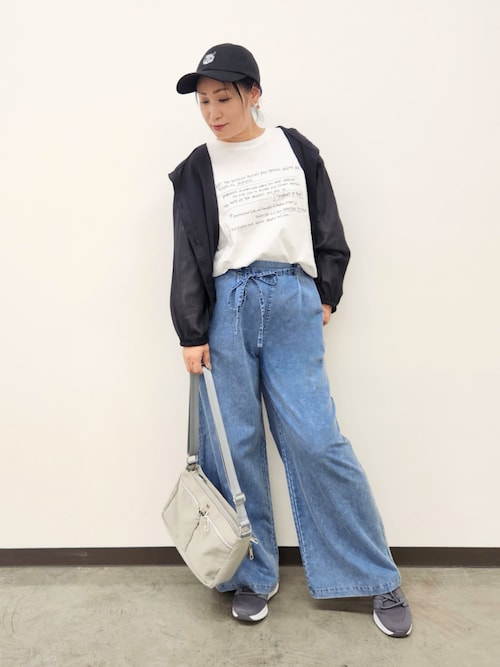 sirone(シロネ)ダークブルー デニムワイドパンツ リボン付き sirone(シロネ)ダークブルー デニムワイドパンツ リボン付き