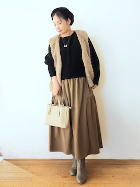 「SHOO・LA・RUE（シューラルー）のアイテム（ニットキャップ/ビーニー）」を使った、word.kumaさん（レディース・154cm）の秋コーディネート