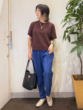 「アイテム（ニット/セーター）」を使った、misakiさん（レディース・157cm・30代）の夏コーディネート